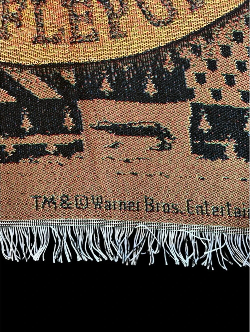 Harry Potter Hufflepuff Dark Academic Woven Tapestry Throw Blanket w/ Fringe HTF